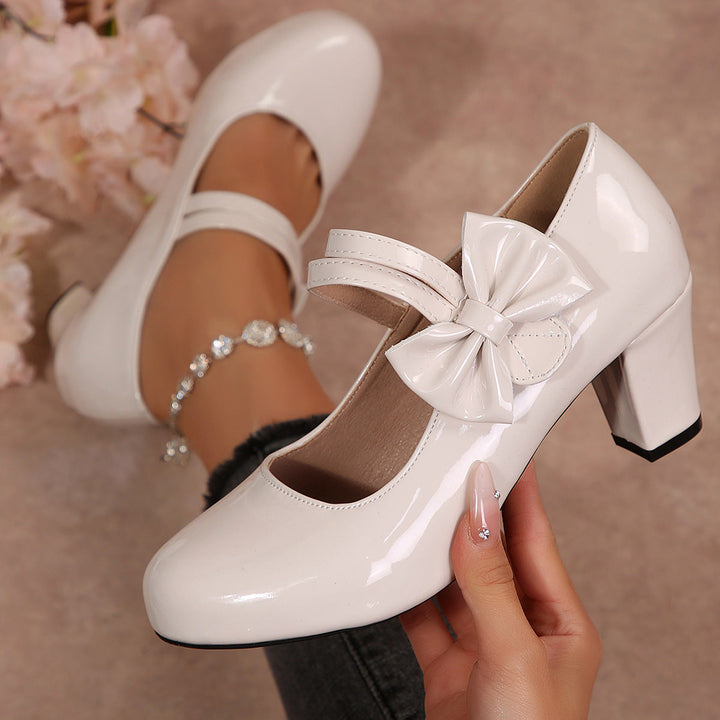 Damen elegante Lack-Pumps mit Schleifenverzierung Drune