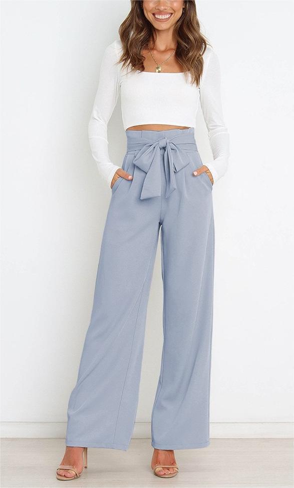 Damen Weitgeschnittene Hose mit dekorativem Bindegürtel Drune