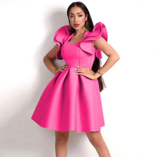 Damen Abendkleid mit voluminösen Rüschendetails Drune