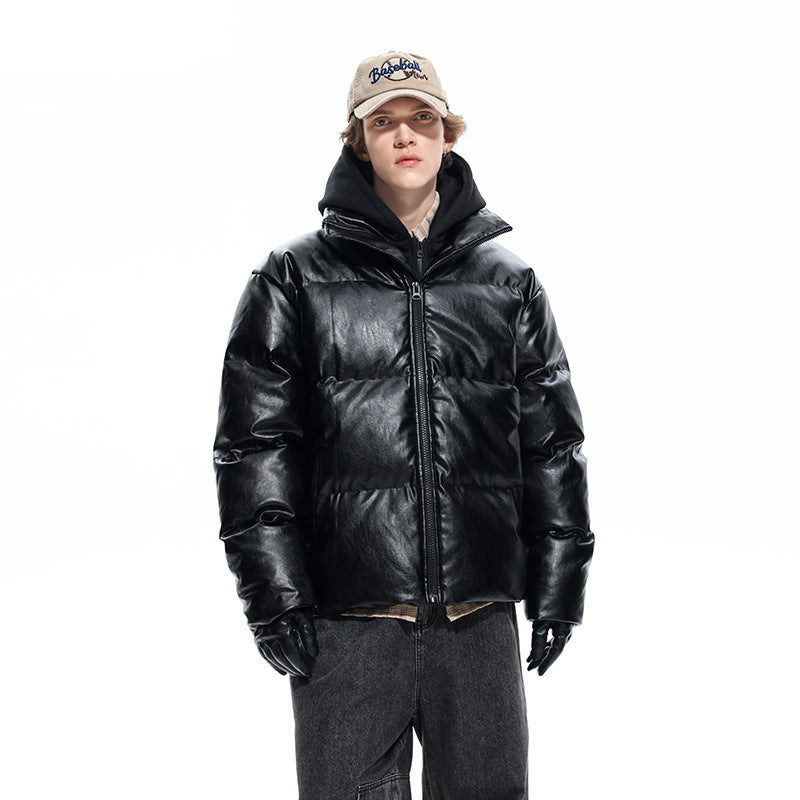 Herren Gepolsterte Kapuzenjacke mit Veloursleder‑Optik und verdecktem Zwei-Wege‑Reißverschluss Drune