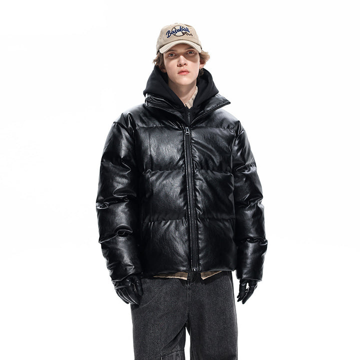 Herren Gepolsterte Kapuzenjacke mit Veloursleder‑Optik und verdecktem Zwei-Wege‑Reißverschluss Drune