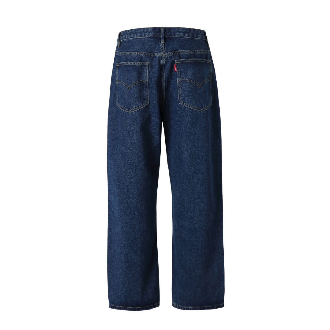 Damen Hochtaillierte gerade geschnittene Denim-Jeans mit weitem Bein Drune