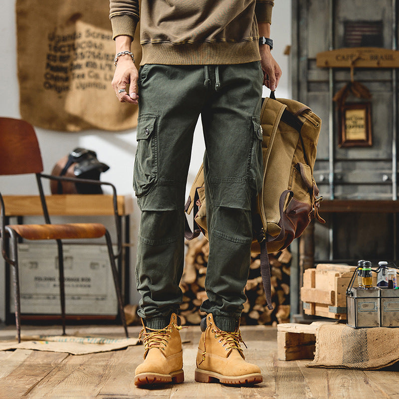 Herren Tapered Cargo-Joggerhose mit Kordelzug, verstärkten Knien und elastischen Bündchen Drune