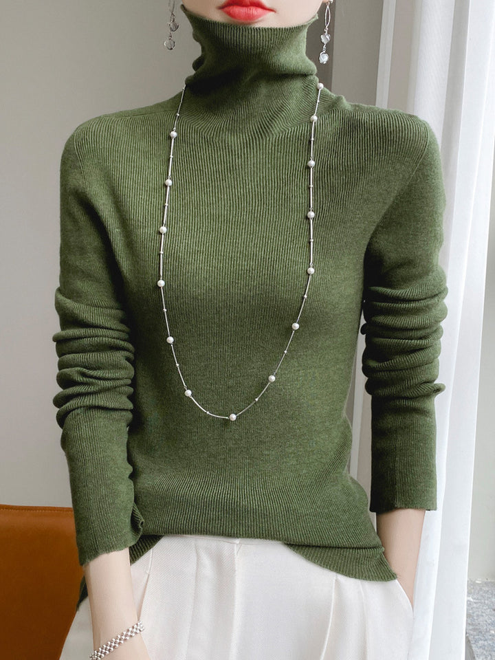 Damen Schmaler Rollkragen-Feinstrickpullover mit elastischer Rippenstruktur und minimalistischer Silhouette Drune
