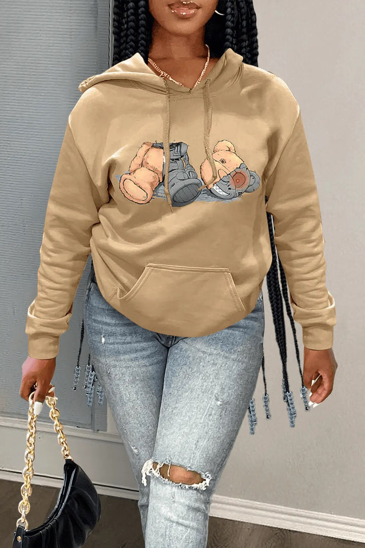 Damen Kapuzenpullover mit künstlerischem Grafikdesign Drune