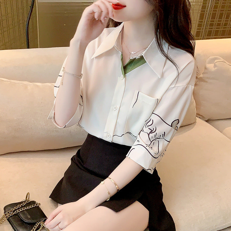 Damen Bluse mit modernen Grafiken und klassischem Schnitt Drune