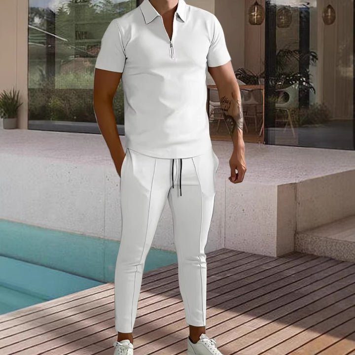Herren Sportlicher Kurzarm Poloshirt und Hose Set