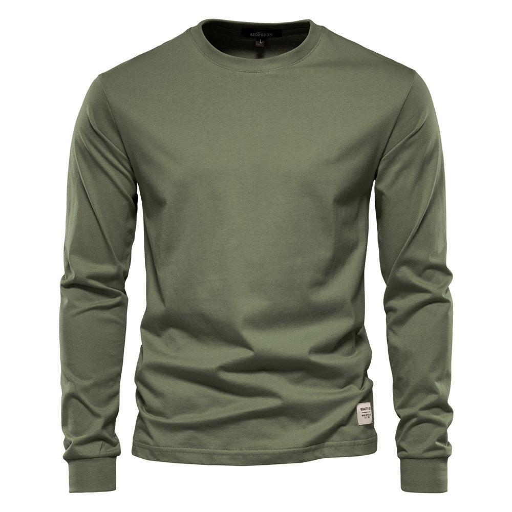 Herren nan klassisches langärmliges Baumwollshirt mit Rundhalsausschnitt und elastischen Bündchen Drune