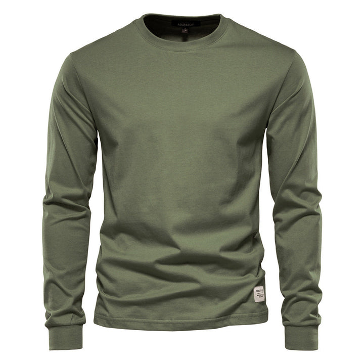Herren nan klassisches langärmliges Baumwollshirt mit Rundhalsausschnitt und elastischen Bündchen Drune