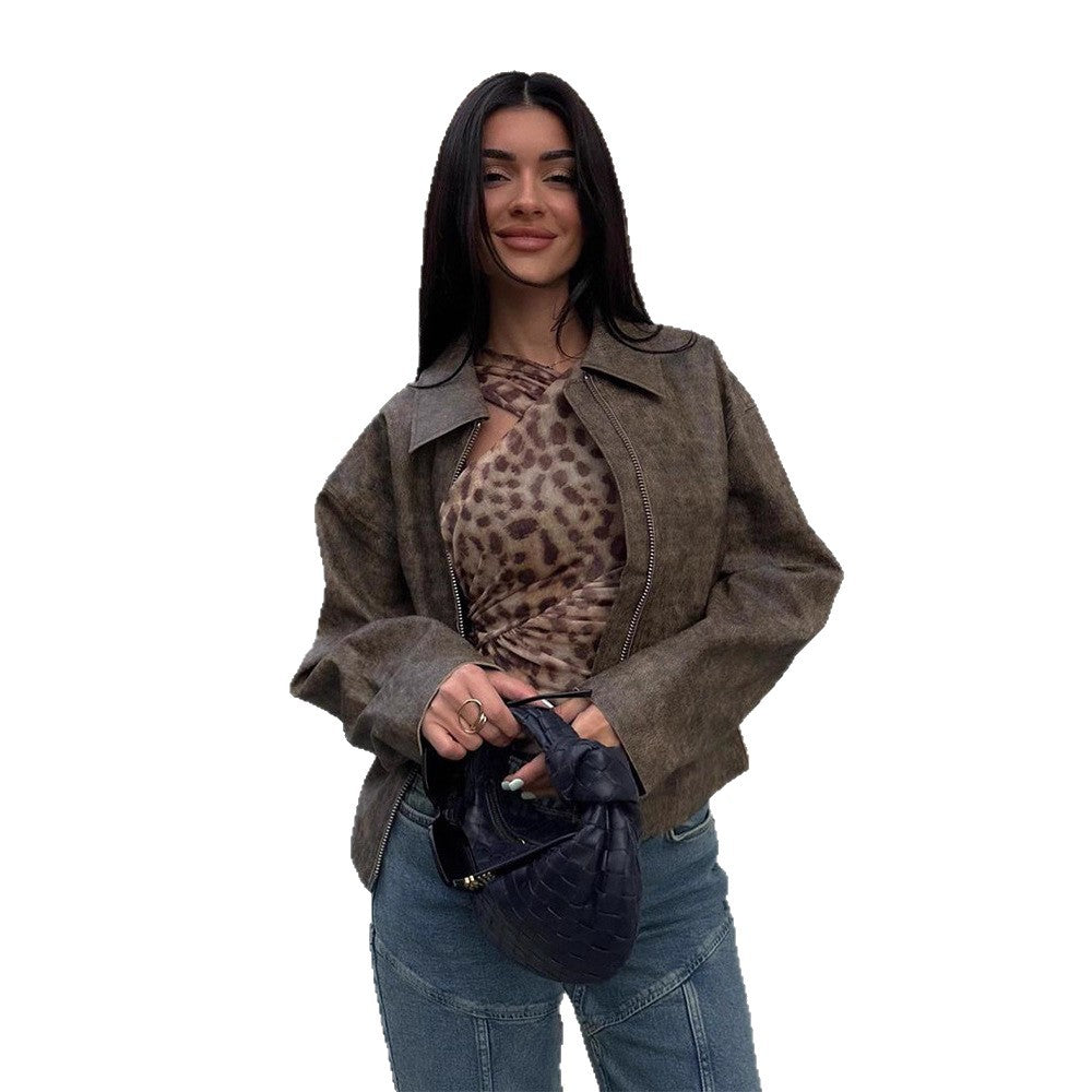 Damen Kunstlederjacke mit asymmetrischem Schnitt und praktischem Reißverschluss Drune