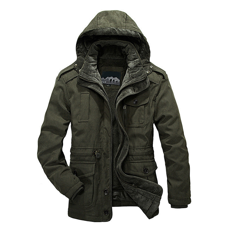 Herren Gefütterter Canvas-Fieldparka mit Sherpa-Innenfutter und Kapuzenkragen Drune