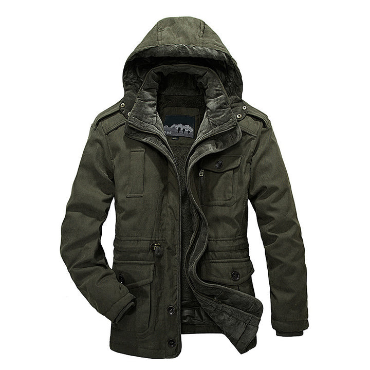 Herren Gefütterter Canvas-Fieldparka mit Sherpa-Innenfutter und Kapuzenkragen Drune