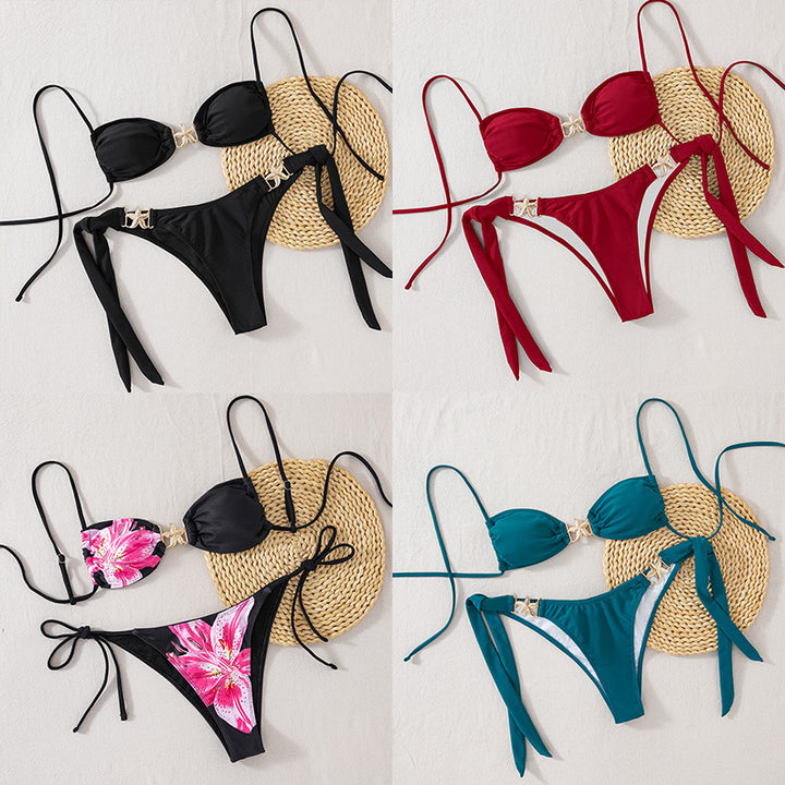 Damen Push-Up Bikini mit glamourösem Gold-Detail Drune