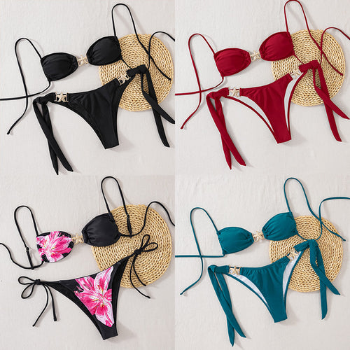 Damen Push-Up Bikini mit glamourösem Gold-Detail Drune