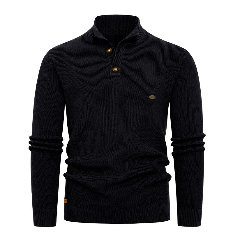 Herren Strickpullover mit Knopfdetails und modernem Stehkragen Drune