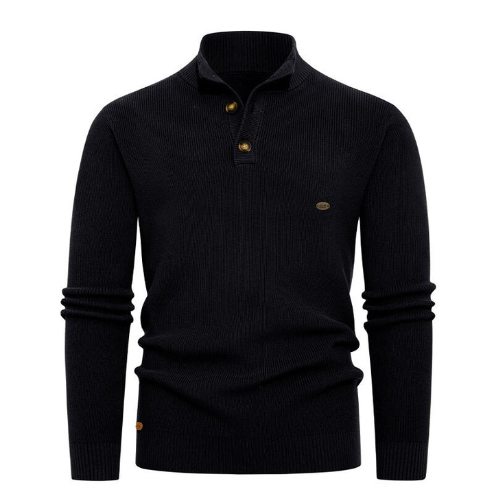 Herren Strickpullover mit Knopfdetails und modernem Stehkragen Drune