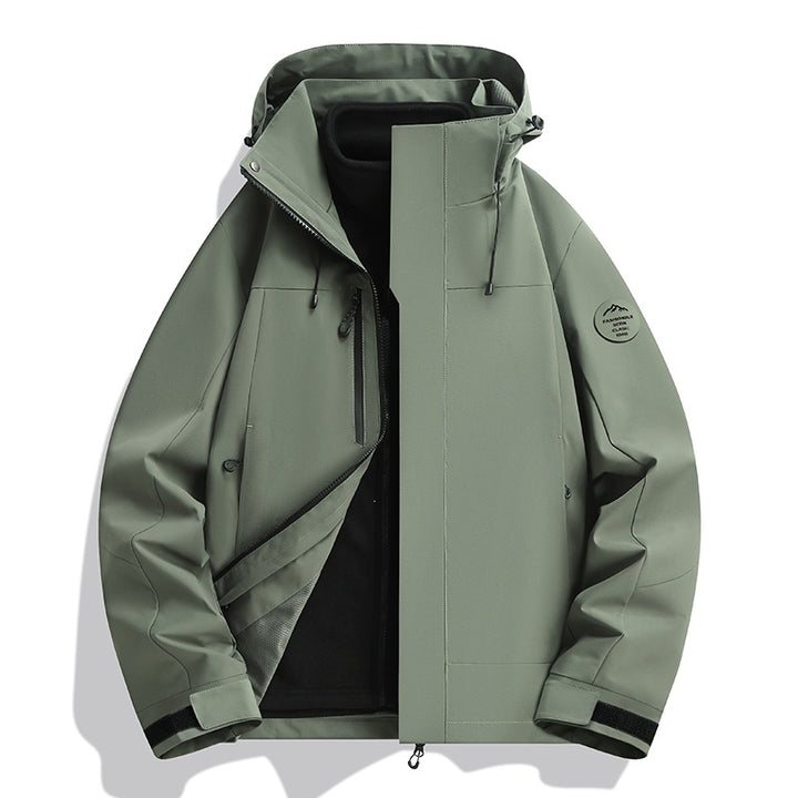Herren Wetterfeste Softshelljacke mit Fleece‑Innenfutter, verstellbarer Kapuze & Reißverschluss‑Brusttasche Drune