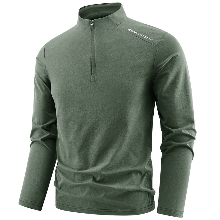 Herren Langarm-Performance-Halbzip-Trainingsshirt mit Stehkragen und atmungsaktivem Funktionsmaterial Drune