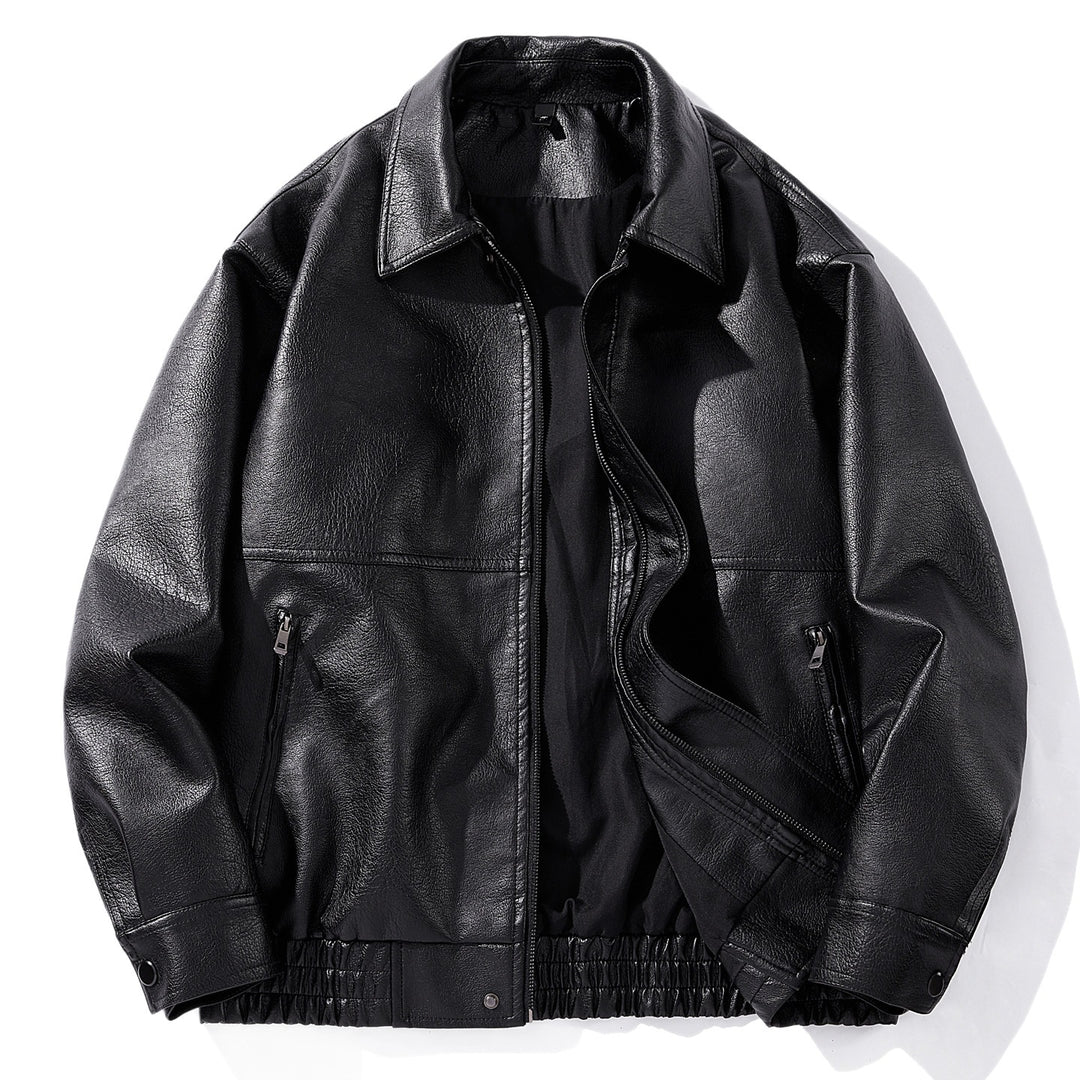 Herren Kunstlederjacke mit elastischem Bund Drune