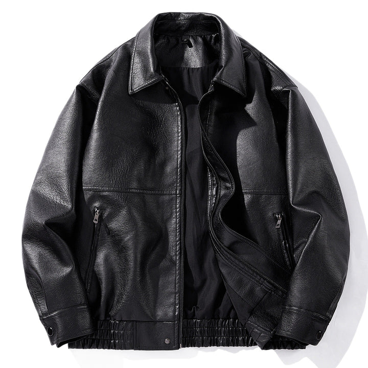 Herren Kunstlederjacke mit elastischem Bund Drune