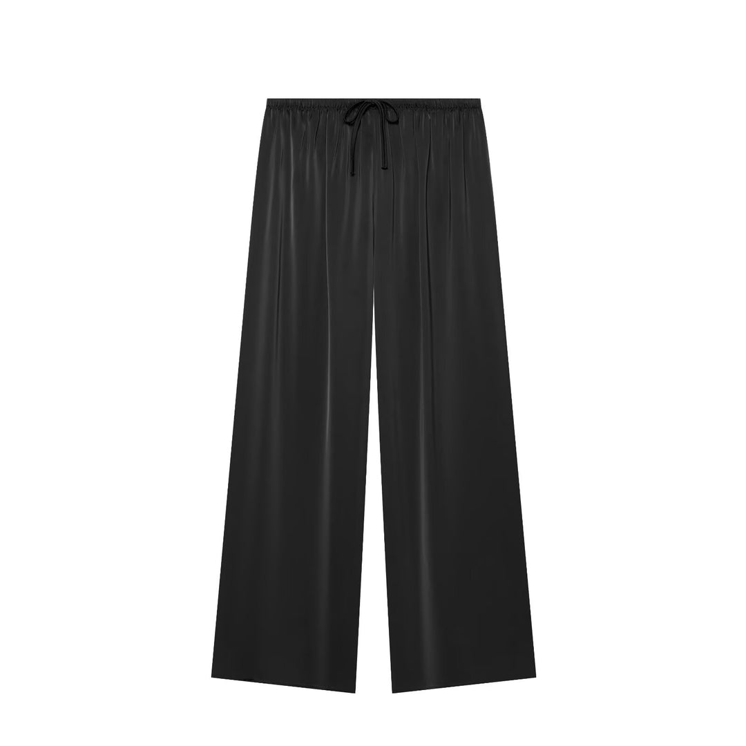 Damen nan luftig-weite Palazzo-Hose mit elastischem Bund und Kordelzug Drune