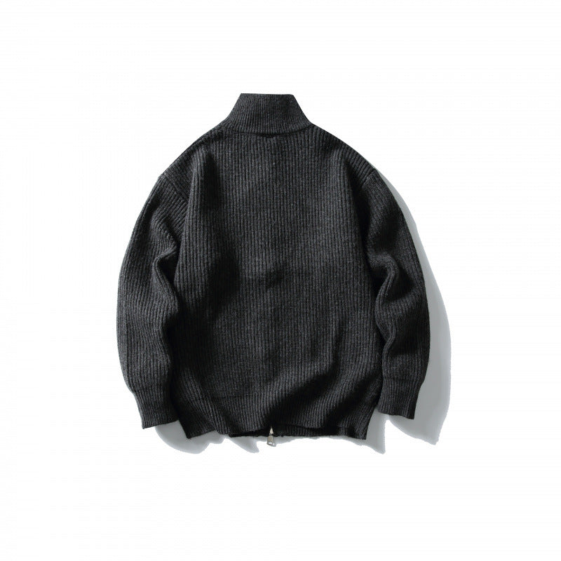 Unisex Gerippter Zipcardigan mit Stehkragen Drune