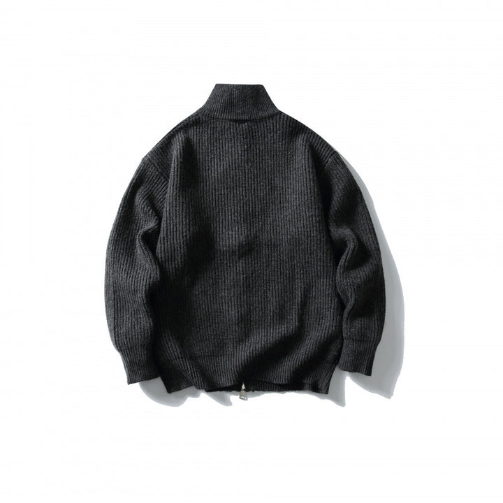 Unisex Gerippter Zipcardigan mit Stehkragen Drune