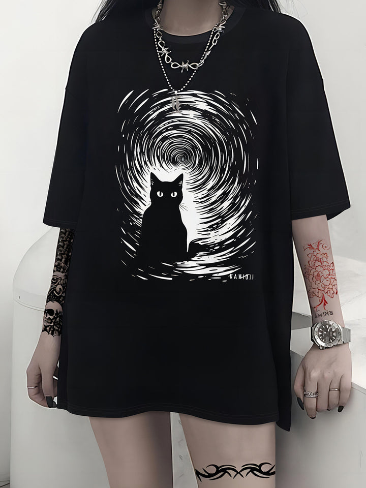 Damen T-Shirt mit künstlerischem Skelettmotiv und einzigartigem Druck Drune