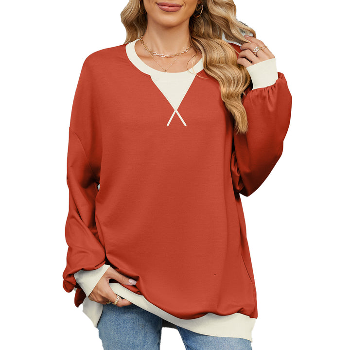 Damen lässiges Oversized Sweatshirt mit modernem V-Ausschnitt und eleganten Ärmelbündchen Drune