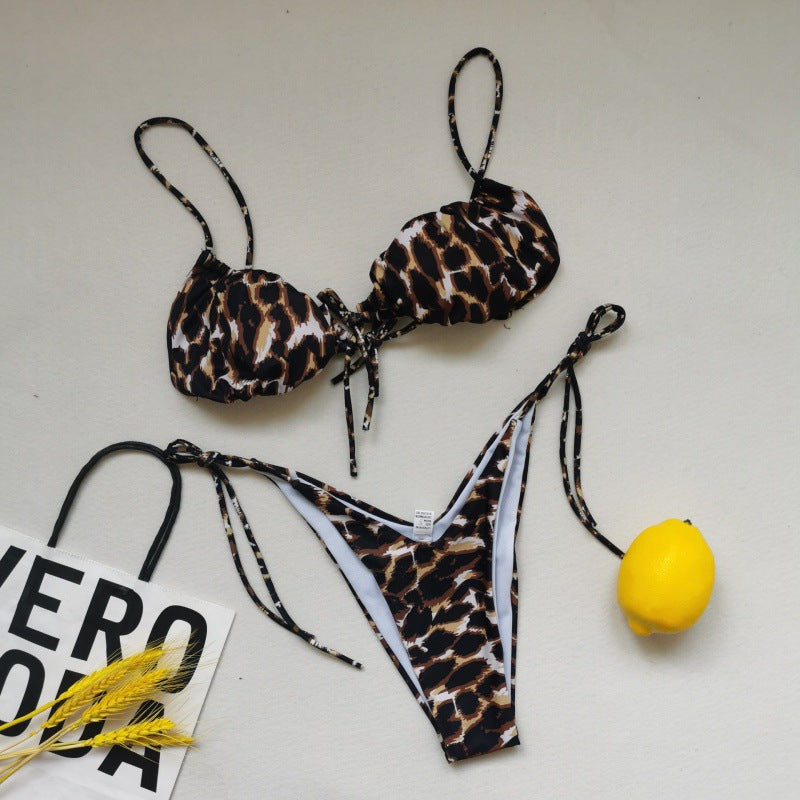 Damen Triangel-Bikini mit verstellbaren Schnürungen und kontrastierenden Akzenten Drune