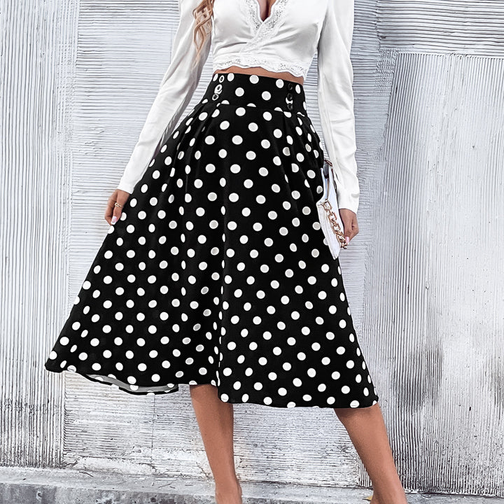 Damen Midirock mit elegantem Punkte-Design und hohem Bund Drune