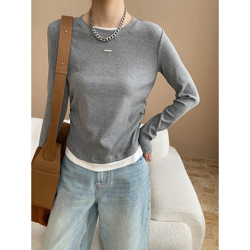 Damen Langarmshirt mit feiner Rippstruktur und breitem Bündchen Drune