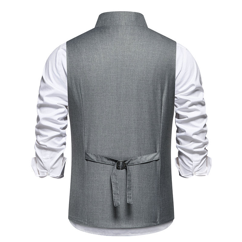 Herren elegante Anzugweste mit asymmetrischem Kragen und modernen Akzenten Drune