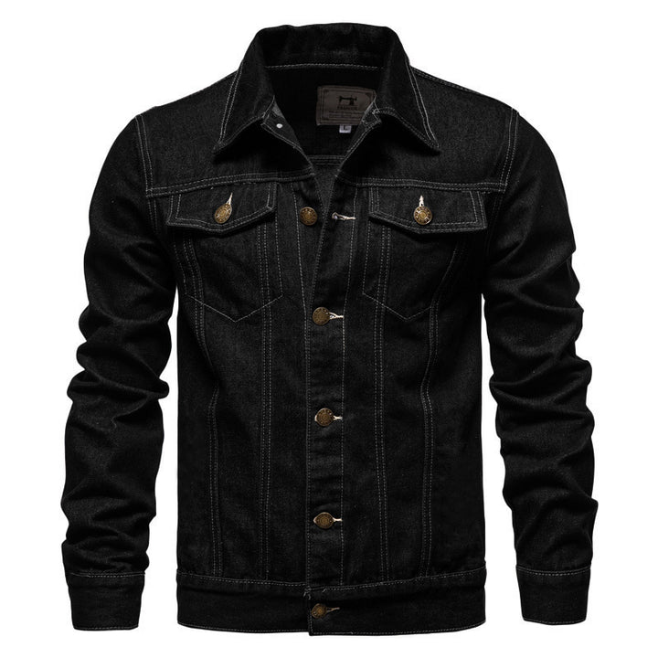 Herren Jeansjacke im Slim-Fit mit vertikaler Nahtstruktur und Brusttaschen Drune