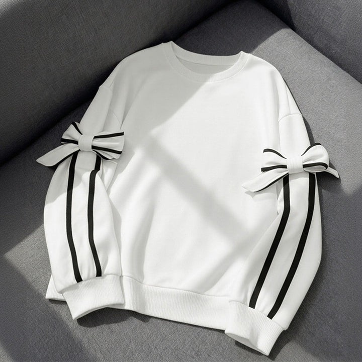 Damen Modischer Sweatshirt mit Schleifendetails Drune