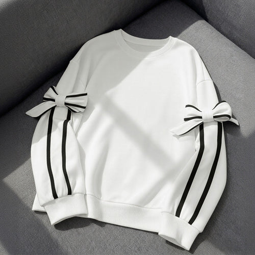 Damen Modischer Sweatshirt mit Schleifendetails Drune