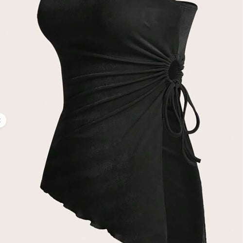 Damen Bandeau-Oberteil mit modischem Wickeldesign und verstellbaren Riemen Drune