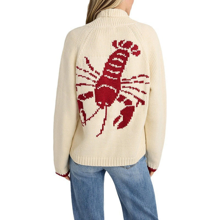 Damen Grobstrick Rollkragenpullover mit Hummer-Intarsie und lässiger Oversize-Passform Drune