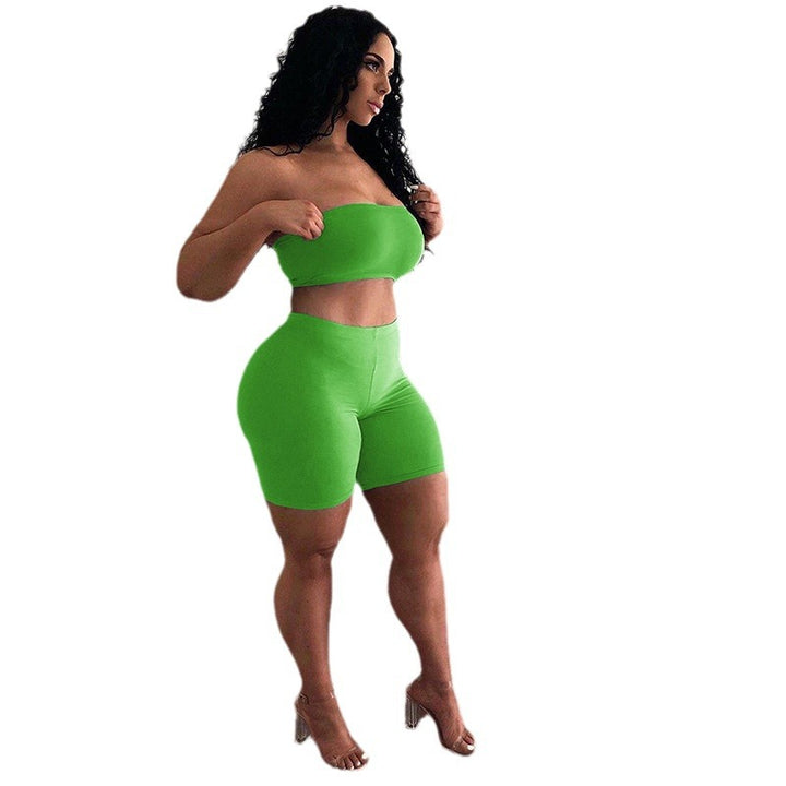 Damen Crop-Top und Shorts Set mit elastischem Bund und figurformendem Schnitt Drune