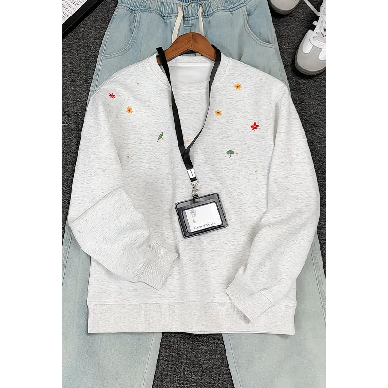 Damen Gemusterter Sweatshirt mit floralem Design Drune