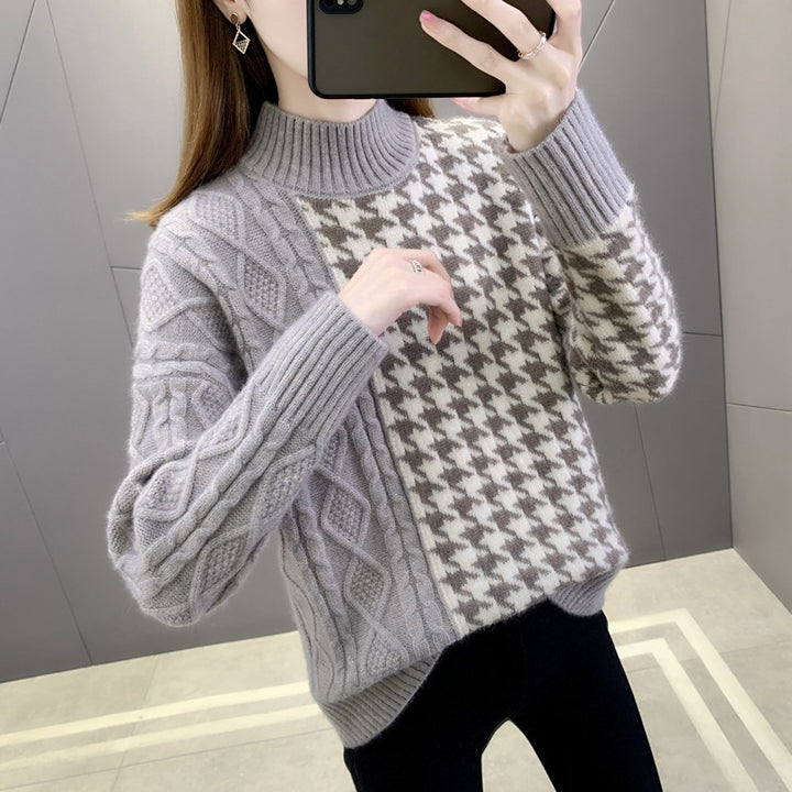 Damen modischer Strickpullover mit strukturiertem Zopfmuster und eleganten Akzenten Drune