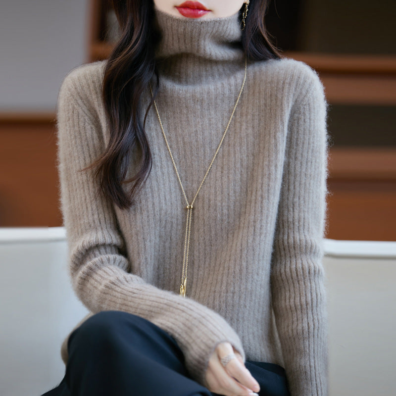 Damen Schlanker Feinstrick-Rollkragenpullover mit feiner Rippenstruktur und kaschmirähnlicher Haptik Drune