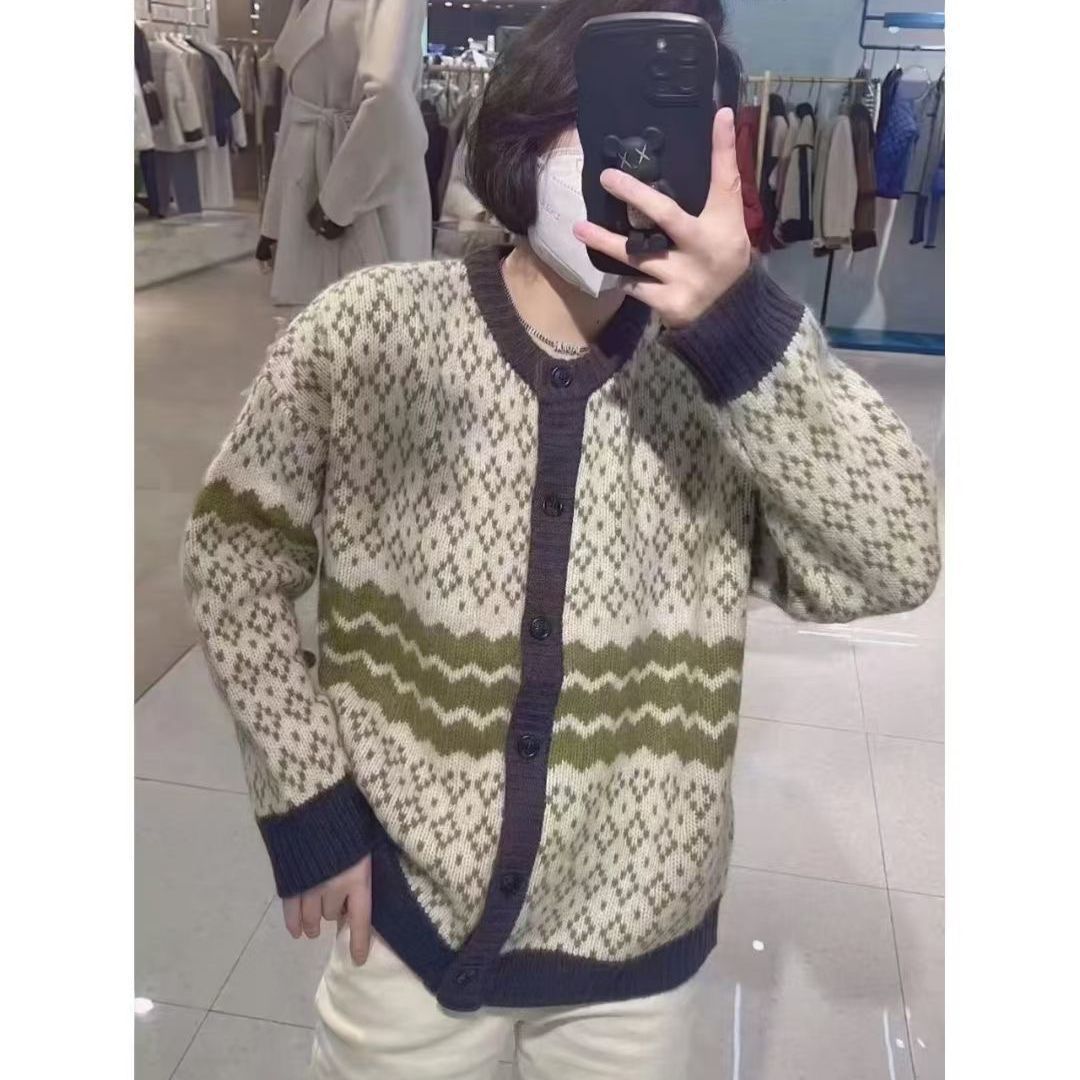 Damen modische Strickjacke im Norweger-Stil Drune