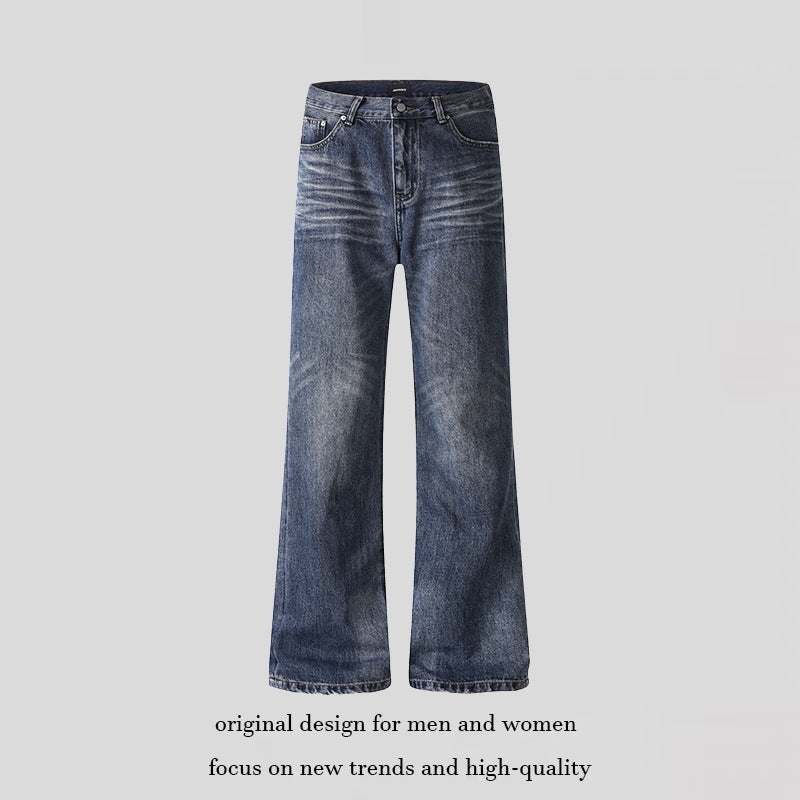 Damen weite Cropped-Jeans mit hoher Taille und Used-Effekt Drune