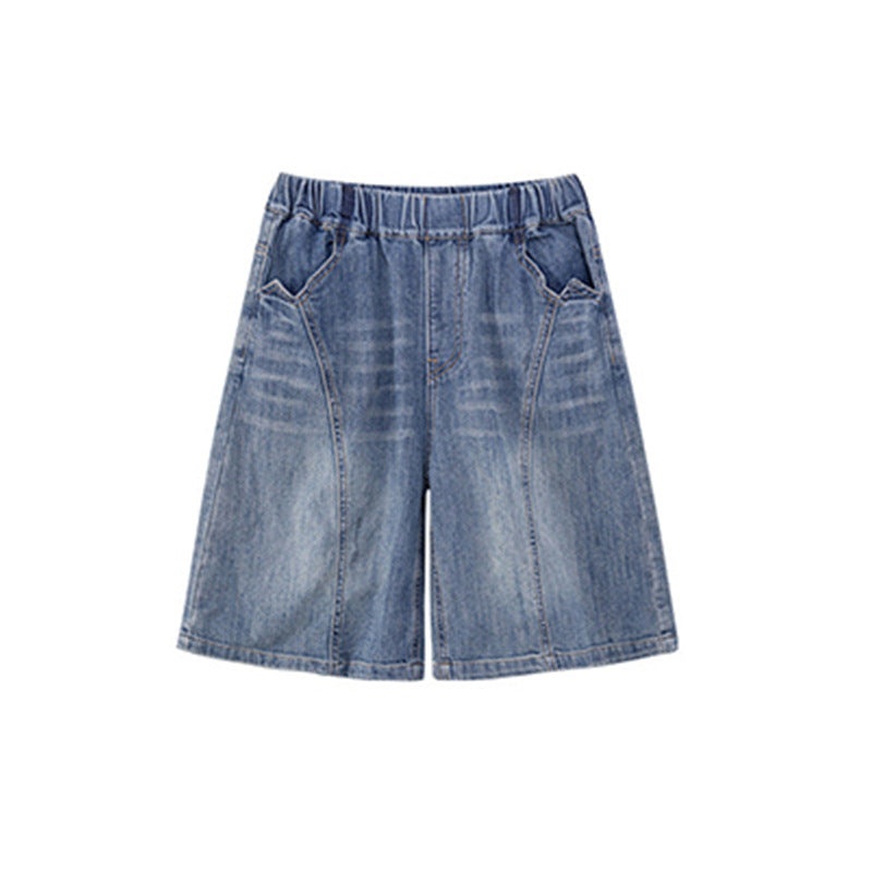 Unisex lässige Denim-Shorts mit hohen Seitentaschen Drune