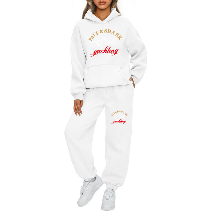 Damen nan oversized Hoodie und Jogginghose Set mit Kapuze Kängurutasche und gerippten Bündchen Drune