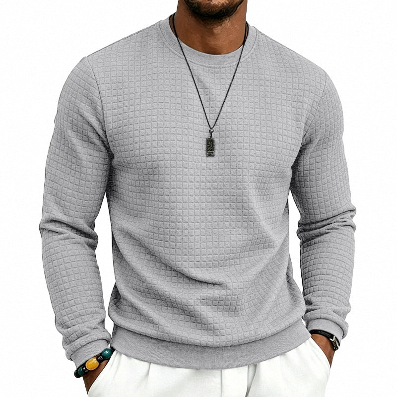 Herren Strukturiertes Rundhals-Sweatshirt mit Waffelstruktur und Rippbündchen Drune