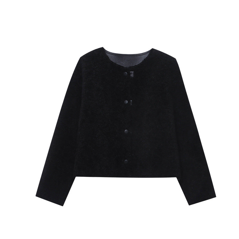 Damen kuschelige Oversized-Strickjacke mit Knopfdetails Drune