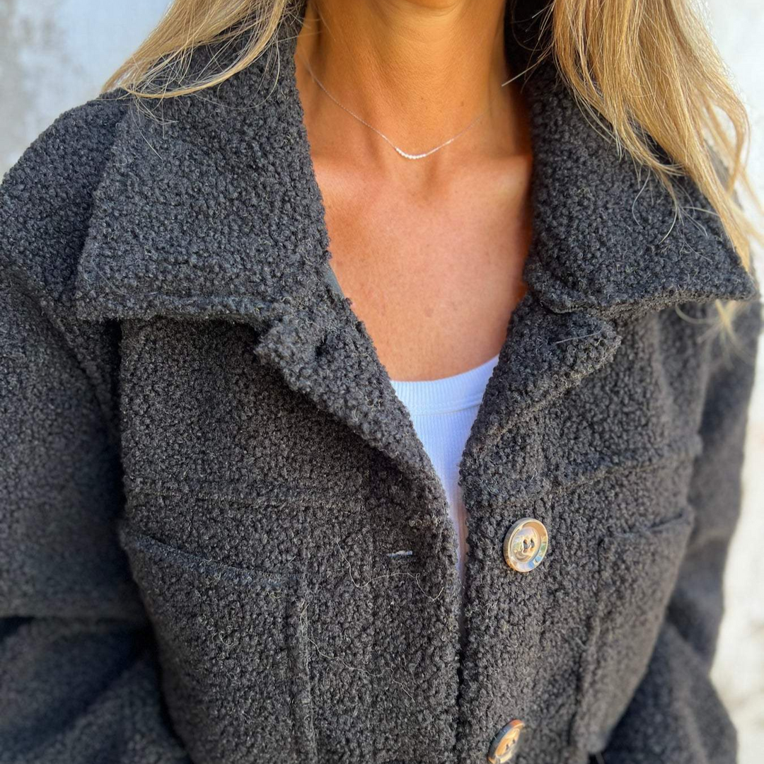 Drune | Damen Lange Ärmel Teddy Jacke Gemütlicher Winterstil