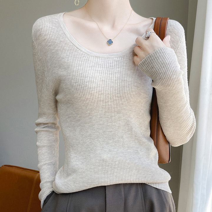Damen Langarmshirt mit feinem Rippenmuster und weichem Material Drune
